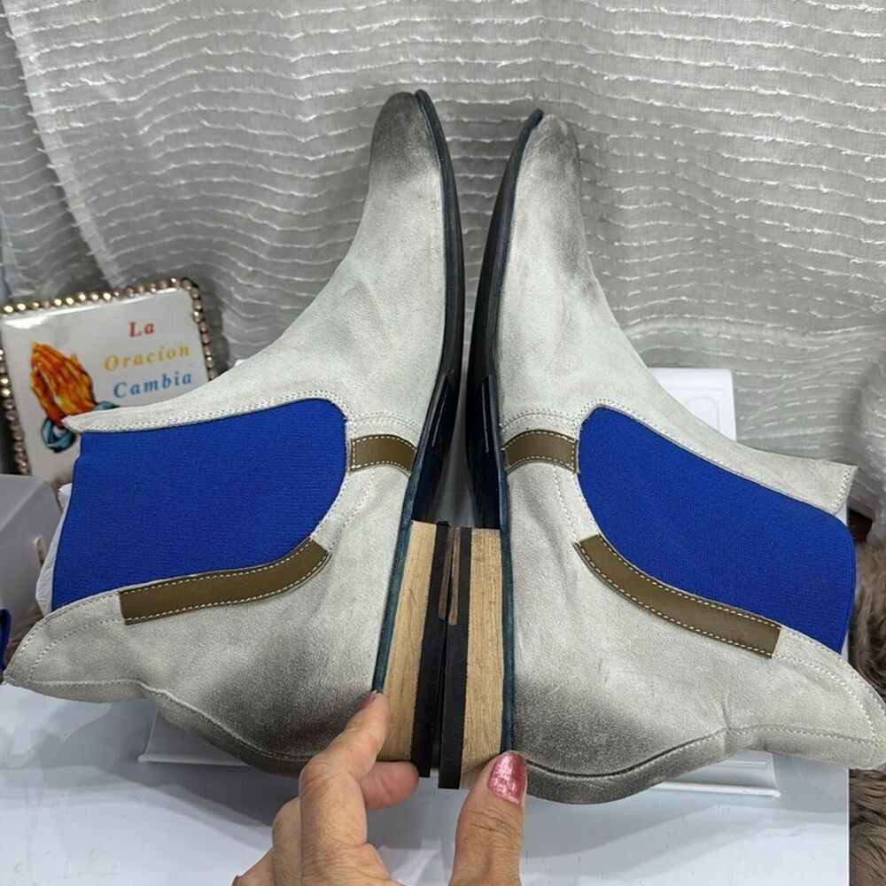 (R2) GIANFRANCO LATTANZI Men's high-end grey leather slip-on ankle boots S.12US - Picture 7 of 13